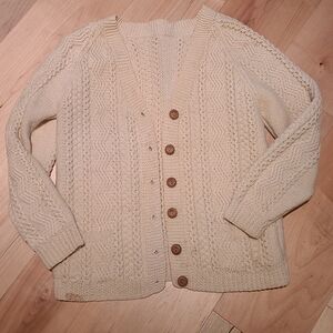 Cream Cable Knit Cardigan Sweater
